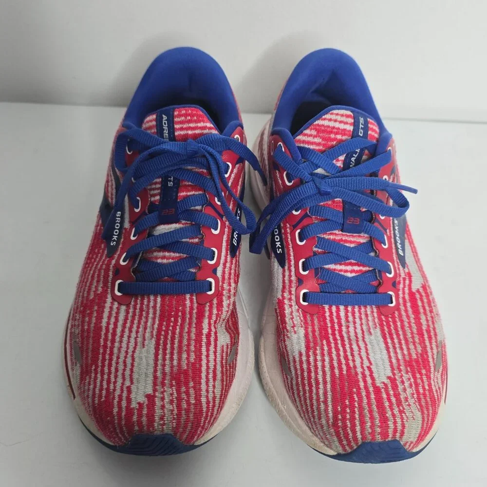 Brooks Womens Adrenaline GTS‎ 23 Sneakers Size 9 B White Blue Red Running Shoes